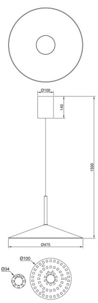 Globo 15635S - Lustră suspendată pe cablu LAMPONE, LED/18W, 230V, 4000K, negru