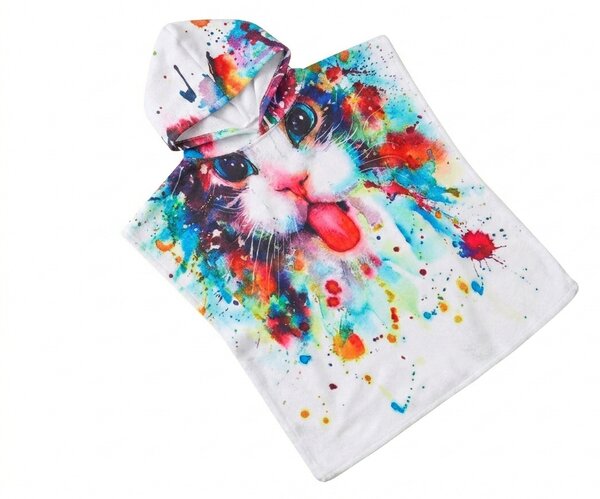 Poncho pentru copii PISICUTA colorat Dimensiune: 60 x 120 cm