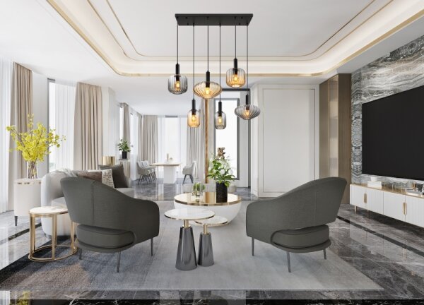 Lustră suspendată pe cablu VALLETTA 6xE27/60W/230V - Globo 15719-6