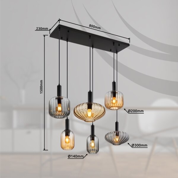 Lustră suspendată pe cablu VALLETTA 6xE27/60W/230V - Globo 15719-6