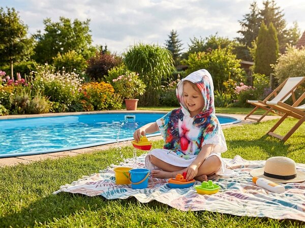 Poncho pentru copii PISICUTA colorat Dimensiune: 60 x 120 cm