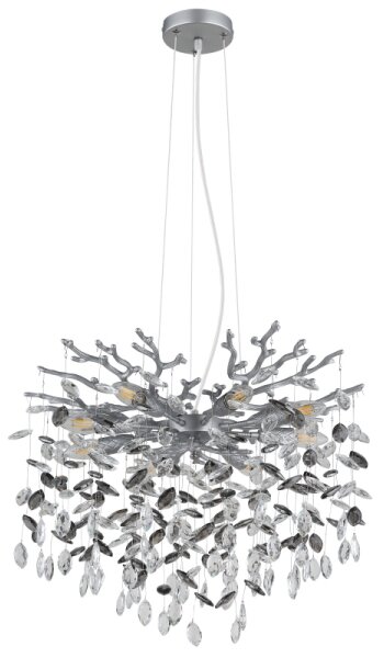 Globo 64138H1S - Candelabru suspendat pe cablu QUEENA, 8xE14/40W/230V, argintiu