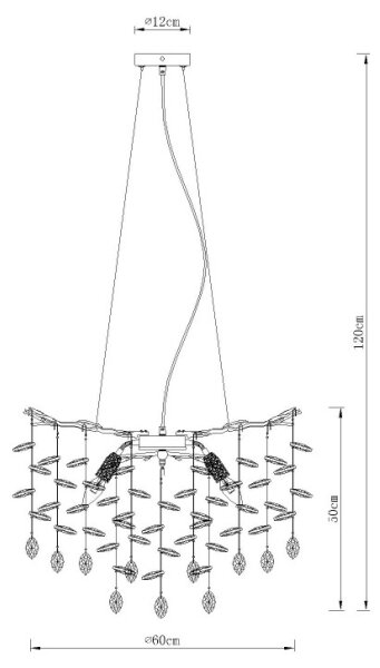 Globo 64138H1S - Candelabru suspendat pe cablu QUEENA, 8xE14/40W/230V, argintiu