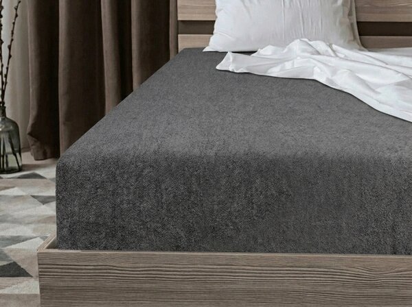 Cearsaf Frotir cu elastic EXCLUSIVE 180 x 200 cm gri inchis