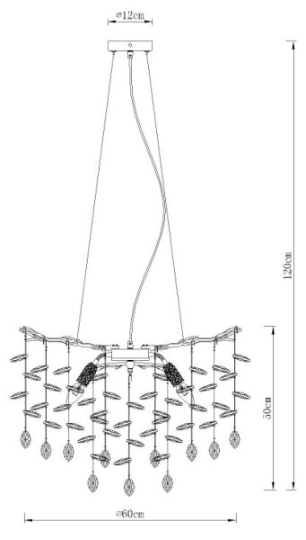 Globo 64138H1G - Candelabru cu cablu QUEENA, 8xE14/40W/230V, auriu