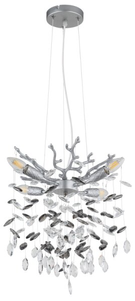 Globo 64138HS - Lustră suspendată pe cablu QUEENA, 4 x E14 / 40 W / 230 V, argintie