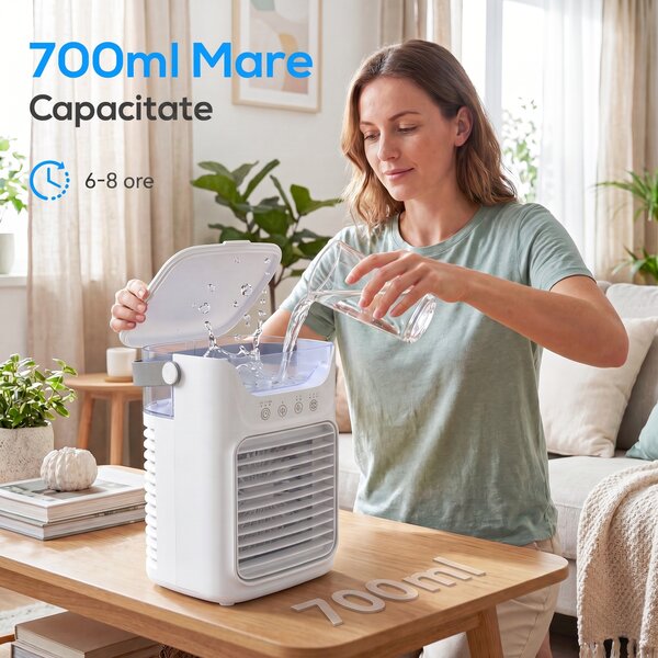 HOMCOM Ventilator de Birou Ventilator Mic cu Cap Reglabil 21cm | Aosom Romania