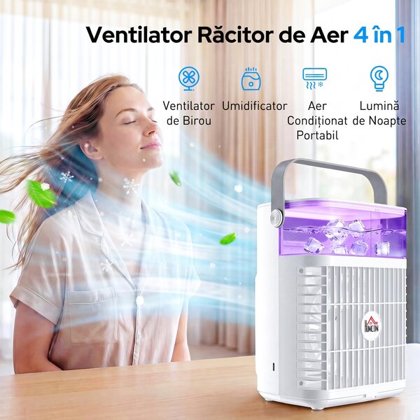 HOMCOM Ventilator de Birou Ventilator Mic cu Cap Reglabil 21cm | Aosom Romania