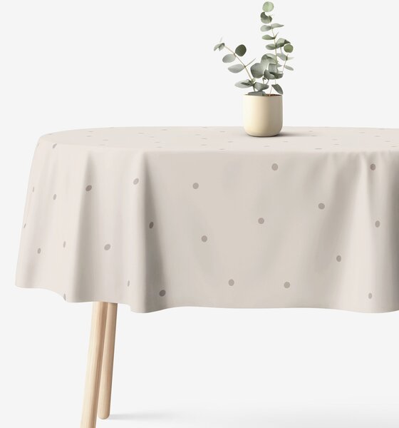 Goldea față de masă 100% bumbac - buline pe fundal bej - ovală 120 x 160 cm