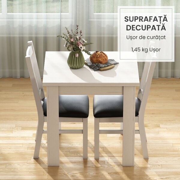 HOMCOM Masă de Dining Extensibilă pentru 4-6 Persoane din PAL și Oțel, 140 x 80 x 77,5 cm, Alb cu Efect de Lemn | Aosom Romania
