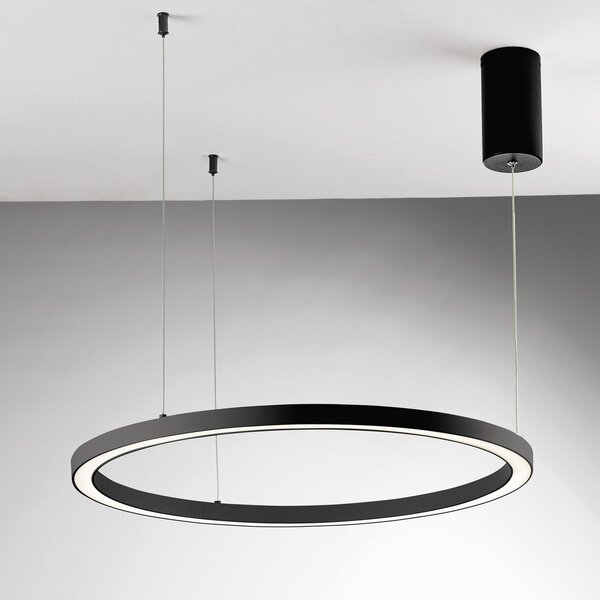 Luce Ambiente Design Lampă suspendată LED Hoop, negru, Ø 80 cm, metal, CCT, Negru, Camera de zi / sufragerie, Aluminiu, Modern