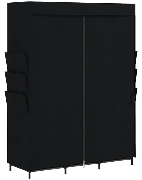 HOMCOM Garderobă Textilă cu 3 Bare și 3 Rafturi, Oțel și Material Netesut, 130 x 45 x 167 Cm, Negru | Aosom Romania