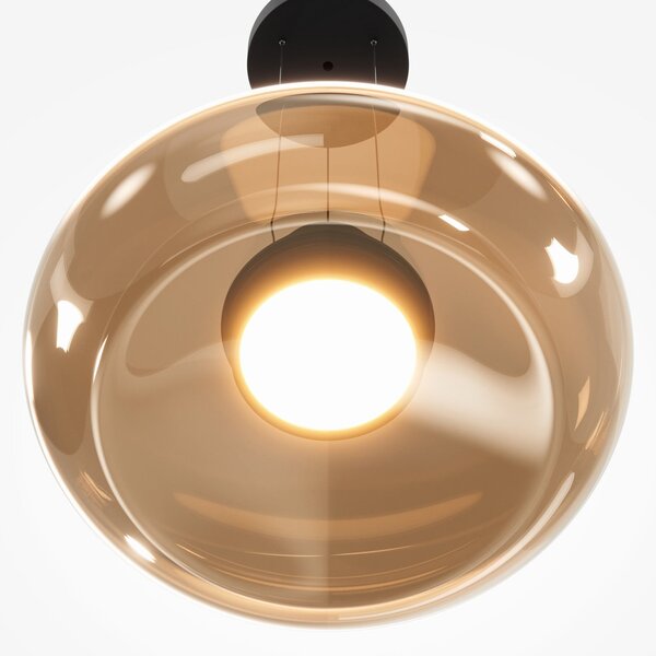 Maytoni Lampă suspendată LED Bassa, verde măslin, Ø 45 cm, sticlă, dimabilă, reglabil, Verde, Camera de zi / sufragerie, Sticlă, Modern