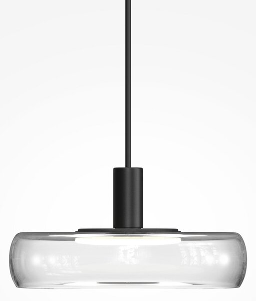 Maytoni Lampă suspendată LED FLOAT, transparentă/neagră, Ø 20 cm, sticlă/metal, reglabil, Transparent, Camera de zi / sufragerie, Sticlă, Modern