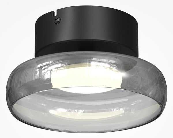 Maytoni Plafonieră LED FLOAT, gri/negru, Ø 20 cm, sticlă/metal, reglabil, Gri, Camera de zi / sufragerie, Sticlă, Modern
