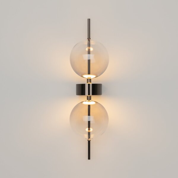 Maytoni Aplică de perete LED DOUBLE MOON, gri fumuriu, înălțime 43 cm, sticlă, reglabil, Gri, Camera de zi / sufragerie, Sticlă, Modern, glob