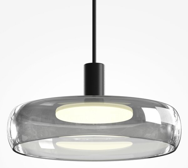 Maytoni Lampă suspendată LED FLOAT, gri/negru, Ø 20 cm, sticlă/metal, reglabil, Gri, Camera de zi / sufragerie, Sticlă, Modern