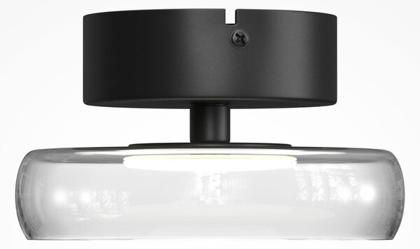 Maytoni Plafonieră LED FLOAT, transparentă/neagră, Ø 20 cm, sticlă/metal, reglabil, Transparent, Camera de zi / sufragerie, Sticlă, Modern