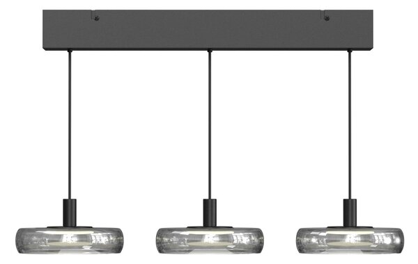 Maytoni Lampă suspendată LED FLOAT, gri/negru, 3 becuri, 68 cm, sticlă/metal, reglabil, Gri, Camera de zi / sufragerie, Sticlă, Modern