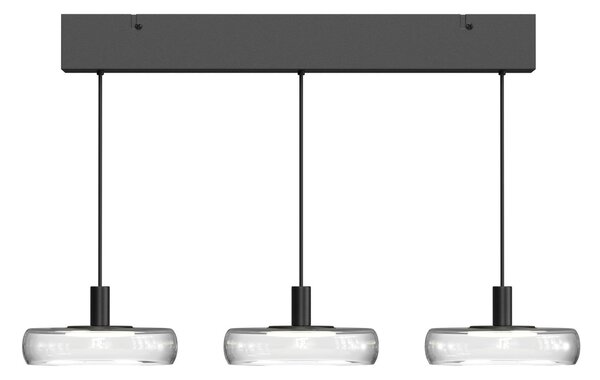 Maytoni Lampă suspendată LED FLOAT, transparentă/neagră, cu 3 becuri, 68 cm,, reglabil, Transparent, Camera de zi / sufragerie, Sticlă, Modern