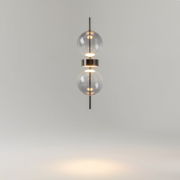 Maytoni Lampă suspendată LED DOUBLE MOON, gri fumuriu, Ø 12 cm, sticlă, Gri, Camera de zi / sufragerie, Sticlă, Modern, glob