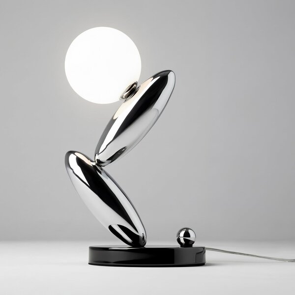 Maytoni Lampa de birou cu LED RESONANCE, platină/opal, 37 cm, metal/sticlă, dimabilă, reglabil, Metalic, Camera de zi / sufragerie, Metal, Modern
