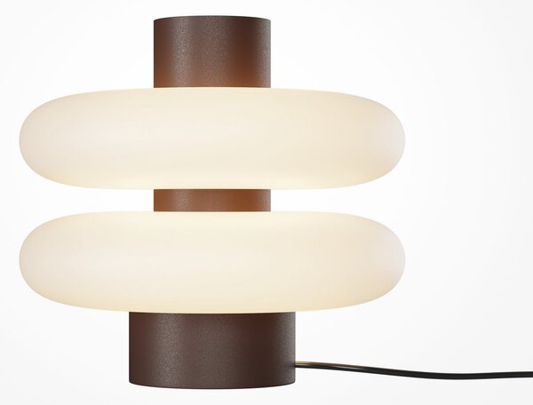 Maytoni Lampa de masă cu LED Nuvem, maro, sticlă opală, înălțime 15 cm, dimabilă, reglabil, Maro / Rugină, Camera de zi / sufragerie, Sticlă, Modern