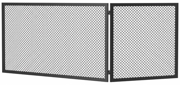 HOMCOM Parascântei Pliabil pentru Șemineu, 2 Panouri, din Metal Vopsit, Gata de Utilizare, 140 x 1 x 50 cm, Negru | Aosom Romania