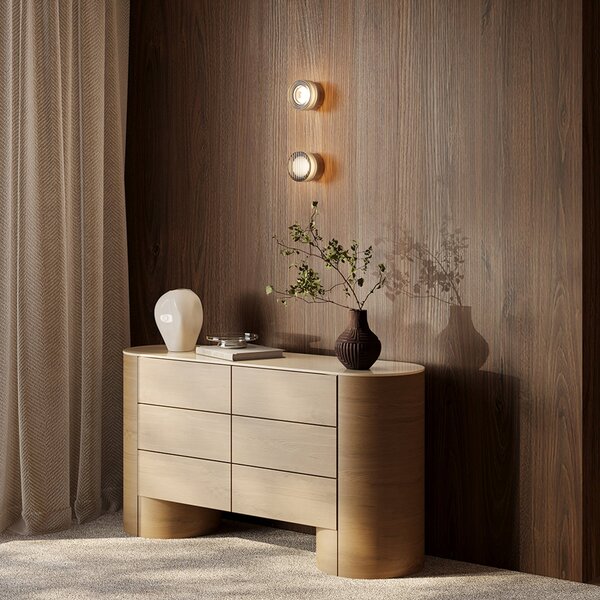 Maytoni Aplică de perete LED OLO, platină/transparentă cu textură, Ø 13 cm, CCT, Metalic, Camera de zi / sufragerie, Sticlă, Modern