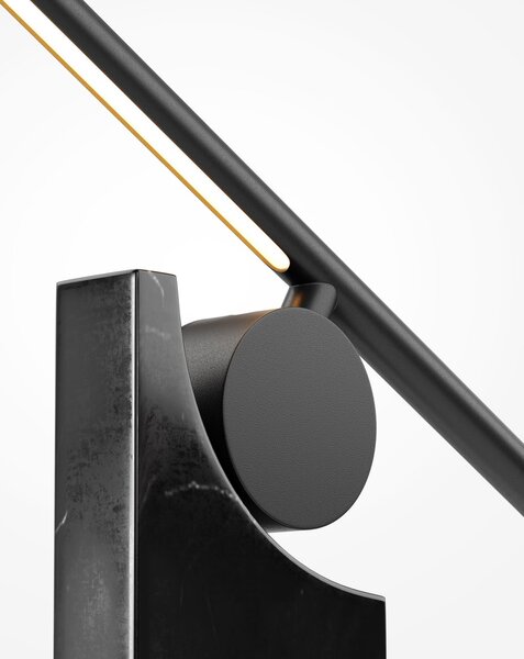 Maytoni Lampa de masă cu LED MONUMENTO, negru, 42 cm, marmură/metal, reglabil, Negru, Camera de zi / sufragerie, Marmură, Modern