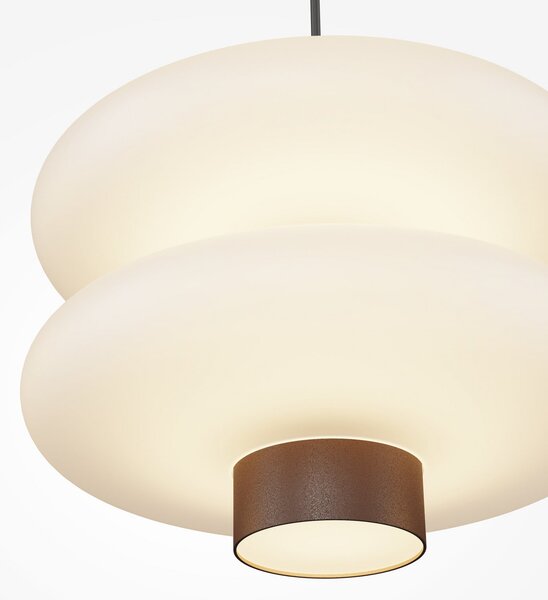 Maytoni Lampă suspendată LED Nuvem, maro, sticlă opală, lungime 66 cm, 3 becuri, reglabil, Maro / Rugină, Camera de zi / sufragerie, Sticlă, Modern
