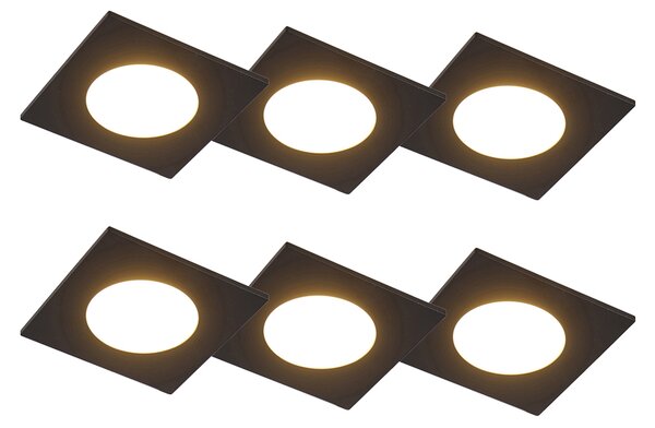 Set de 6 pete încastrate negru, cu LED în 3 trepte, reglabil IP65 - Pur și simplu