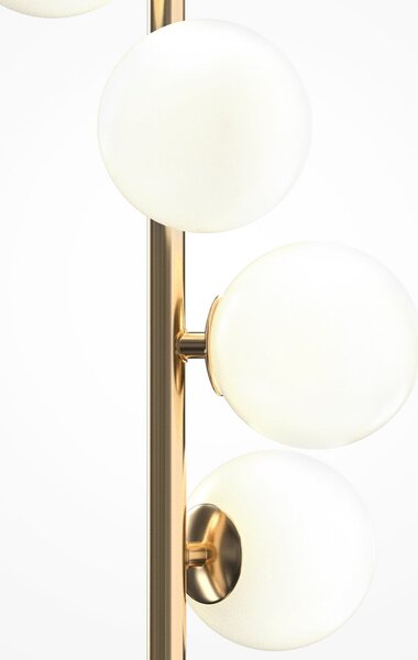 Maytoni Lampadar Dallas, auriu/alb, înălțime 150 cm, cu 6 becuri, dimabil, reglabil, Auriu / Alamă, Camera de zi / sufragerie, Sticlă, Modern, glob