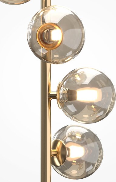 Maytoni Lampadar Dallas, auriu/maro, înălțime 150 cm, cu 6 becuri, dimabil, reglabil, Auriu / Alamă, Camera de zi / sufragerie, Sticlă, Modern, glob