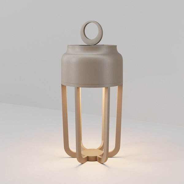 Maytoni Lampa de masă cu LED și baterie Vetra, bej, înălțime 22 cm, metal, IP54,, reglabil, Bej, Camera de zi / sufragerie, Metal, Modern
