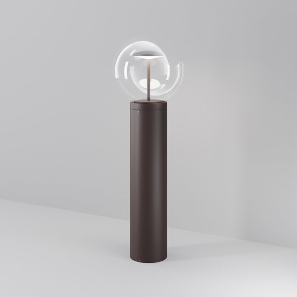 Maytoni Bornă luminoasă LED Velora, maro, înălțime 60 cm, metal/sticlă, IP65, Maro / Rugină, Metal, Modern, glob