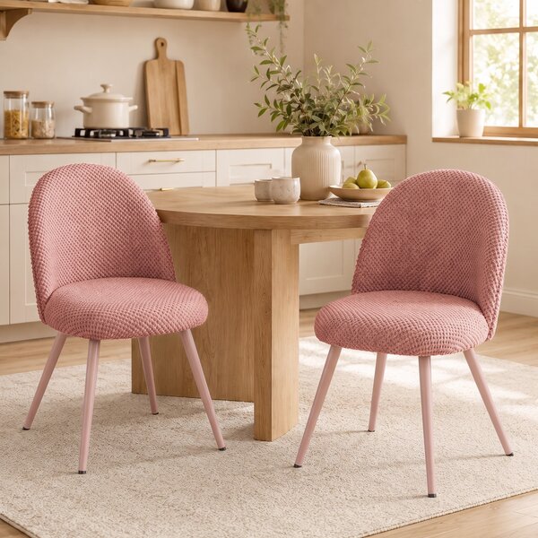 HOMCOM Set de 2 Scaune de Pranzo Moderne și Capitonate, Roz | Aosom Romania