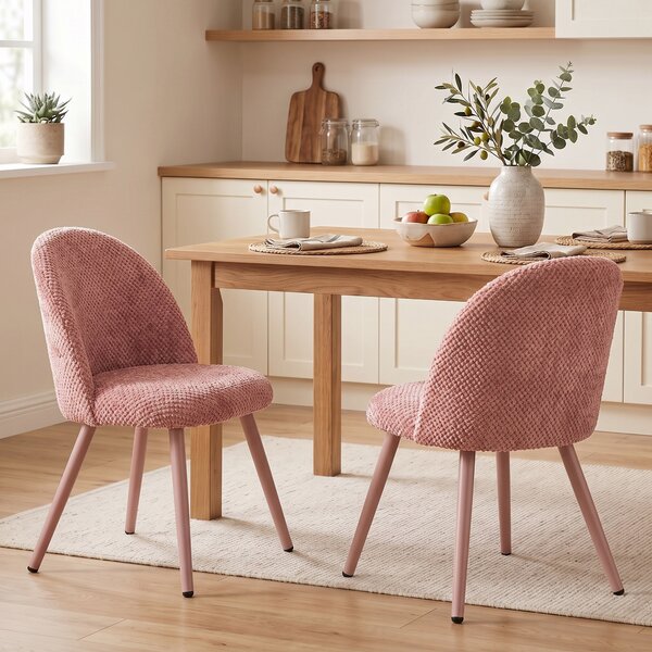 HOMCOM Set de 2 Scaune de Pranzo Moderne și Capitonate, Roz | Aosom Romania