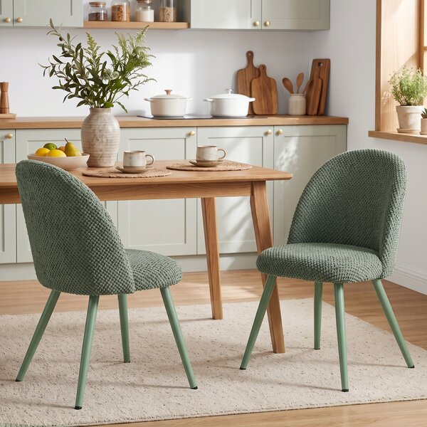 HOMCOM Set 2 Scaune pentru Dining din Catifea cu Șezut Tapițat, Verde Închis | Aosom Romania