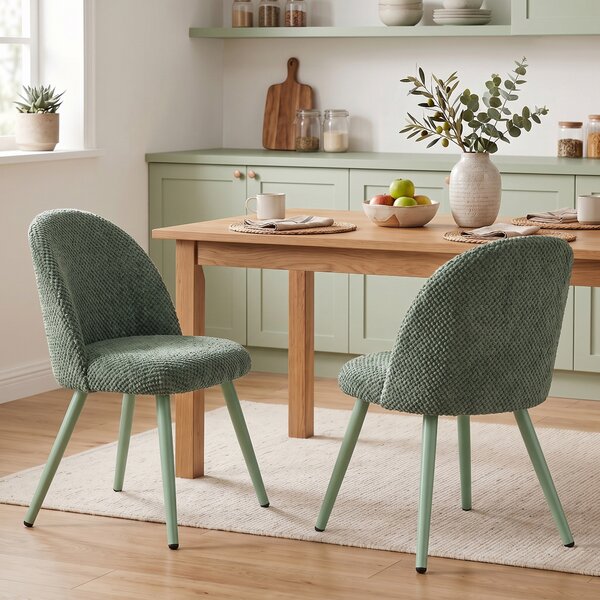 HOMCOM Set 2 Scaune pentru Dining din Catifea cu Șezut Tapițat, Verde Închis | Aosom Romania