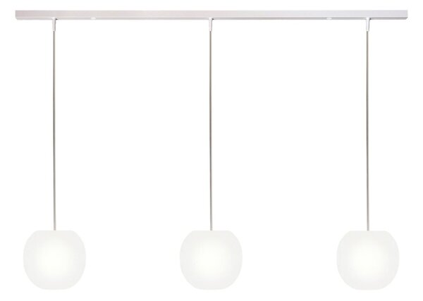 Casablanca Lampă suspendată Acai, albă, lungă, cu 3 becuri, Ø 16 cm, E27, reglabil, Alb, Camera de zi / sufragerie, Sticlă