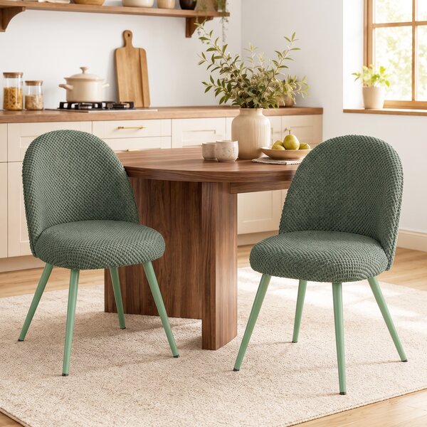 HOMCOM Set 2 Scaune pentru Dining din Catifea cu Șezut Tapițat, Verde Închis | Aosom Romania