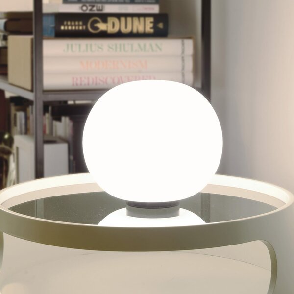 Casablanca Lampa de masă Acai, alb/negru, sticlă, Ø 26 cm, E27, Alb, Camera de zi / sufragerie, Sticlă