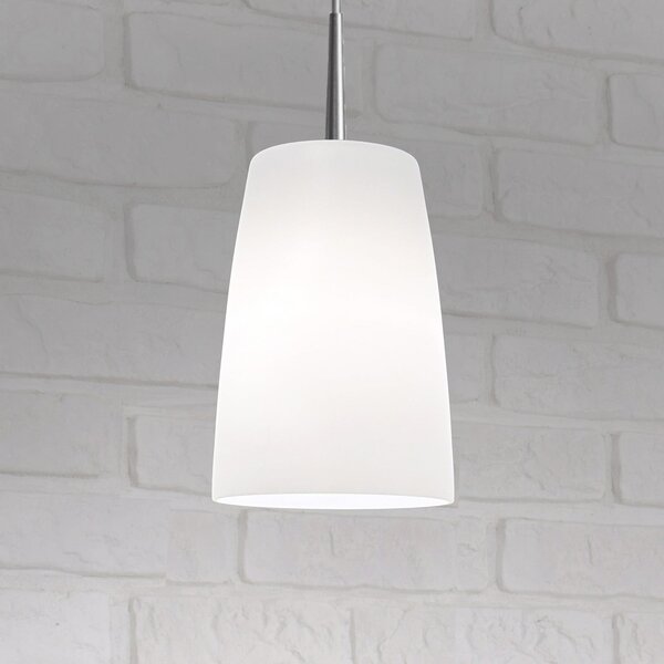 Casablanca Lampă suspendată Mesa, albă, sticlă, Ø 14 cm, E27, reglabil, Alb, Camera de zi / sufragerie, Sticlă