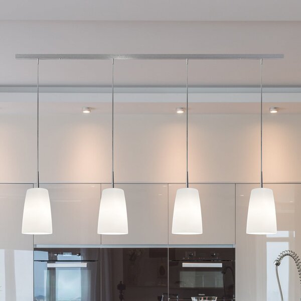 Casablanca Lampă suspendată Mesa, albă, sticlă, 4 becuri, 120 cm, E27, reglabil, Alb, Camera de zi / sufragerie, Sticlă