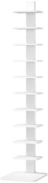 HOMCOM Bibliotecă Verticală cu 11 Rafturi, Structură din Oțel, Economie Spațiu, 34,5x41,5x163,5 cm, Alb | Aosom Romania