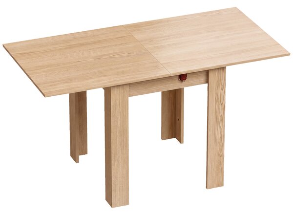 HOMCOM Masă de Dining Pliabilă pentru 4 Persoane, Rabatabilă cu Ghidaje din Oțel, PAL, 140x70x77 cm, Stejar | Aosom Romania