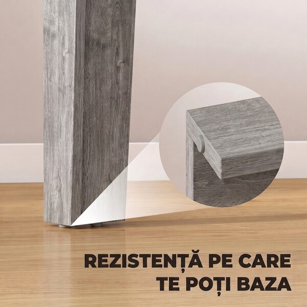HOMCOM Masă de Sufragerie pentru 4 Persoane, Masă de Bucătărie Pătrată 80 x 80 x 75 Cm cu Piciorușe Antiderapante, Gri cu Efect de Lemn | Aosom Romania