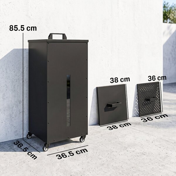 Outsunny Container pentru Peleți 45 Kg cu Roți, Capac, Fereastră și Sită, Negru | Aosom Romania