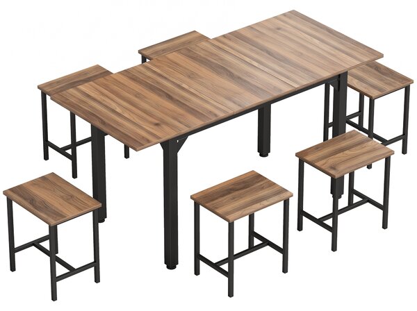HOMCOM Set Masă Da Dining Extensibil 160 cm Cm, Negru Nuc | Aosom Romania